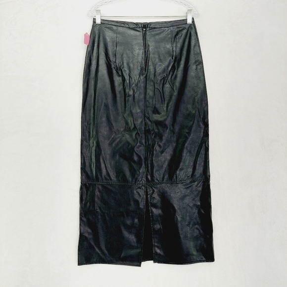 Wildlife Sportswear Black Faux Leather Back Zip Midi Skirt P6140 - Picture 4 of 7